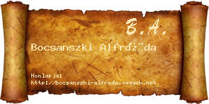 Bocsanszki Alfréda névjegykártya